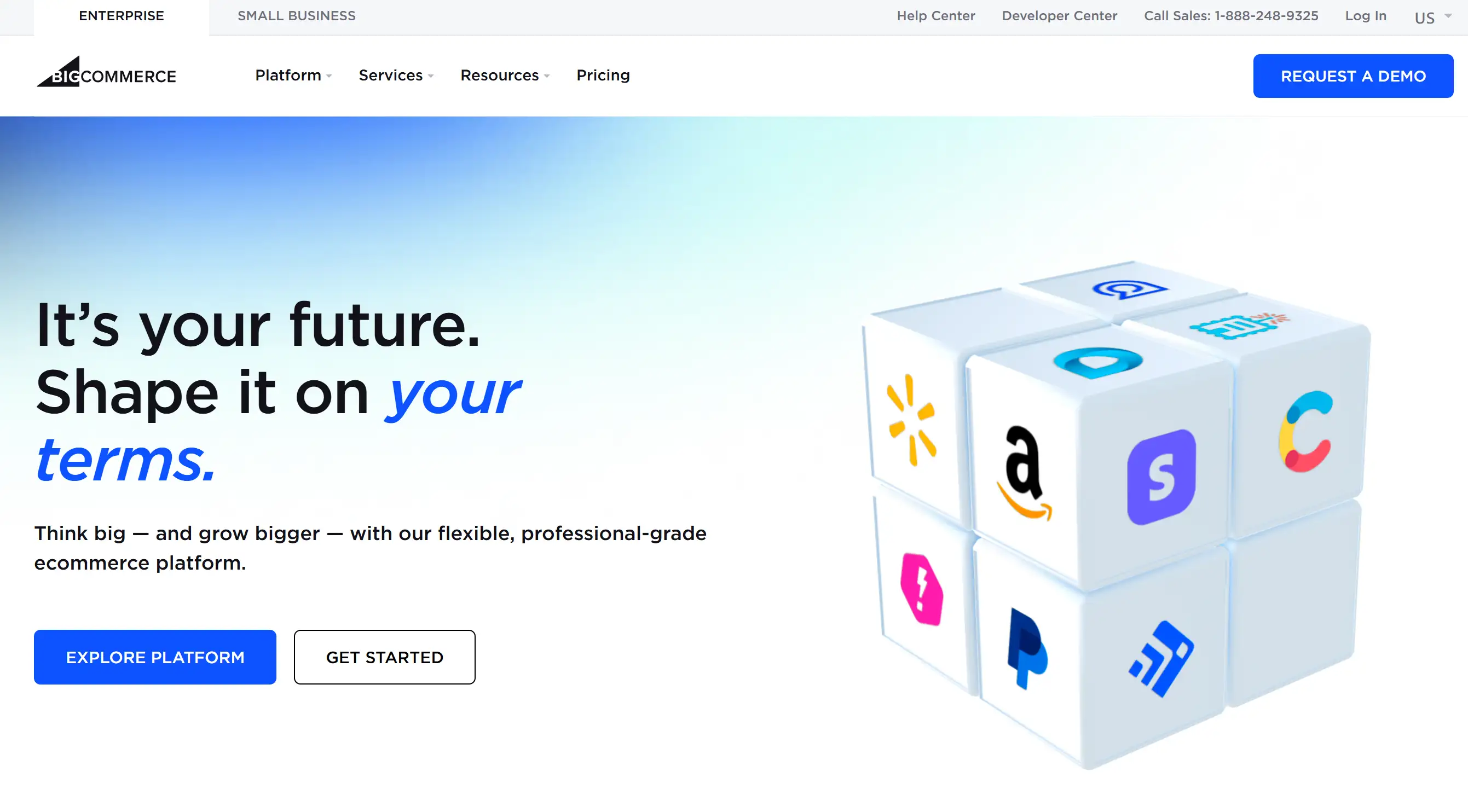 Homepage of BigCommerce
