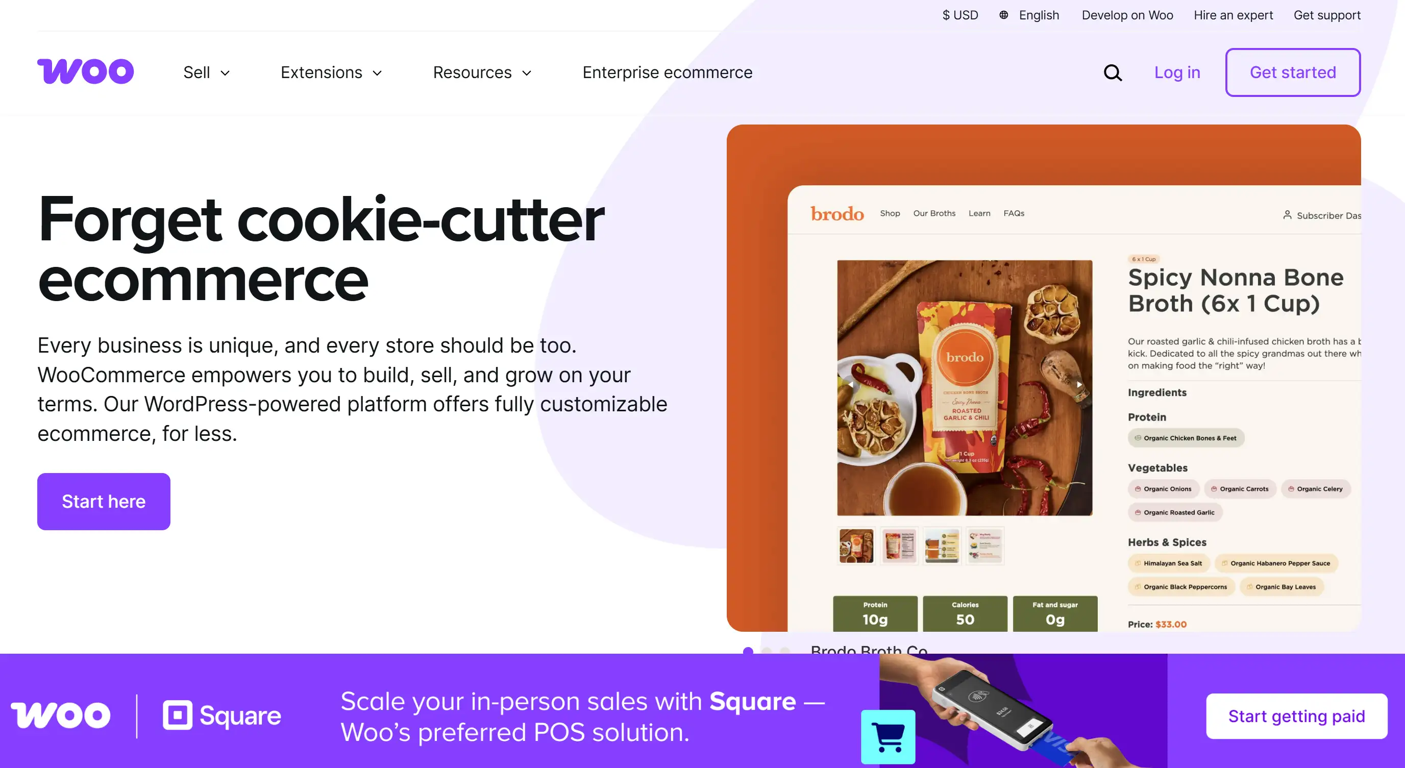 Homepage of the eCommerce platform for small business - WooCommerce