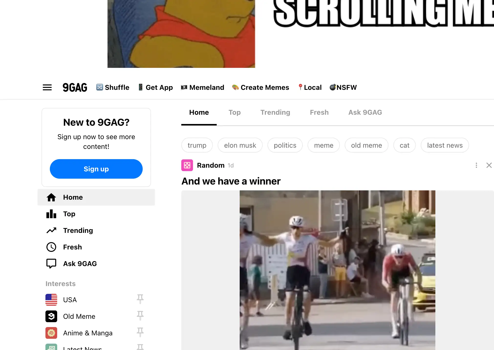 9gag homepage