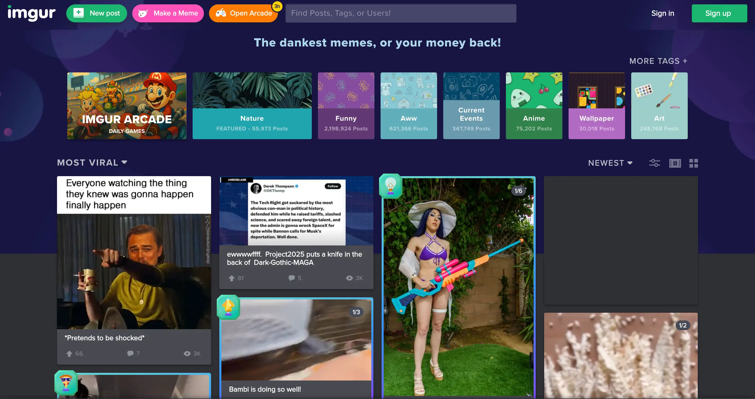 imgur homepage