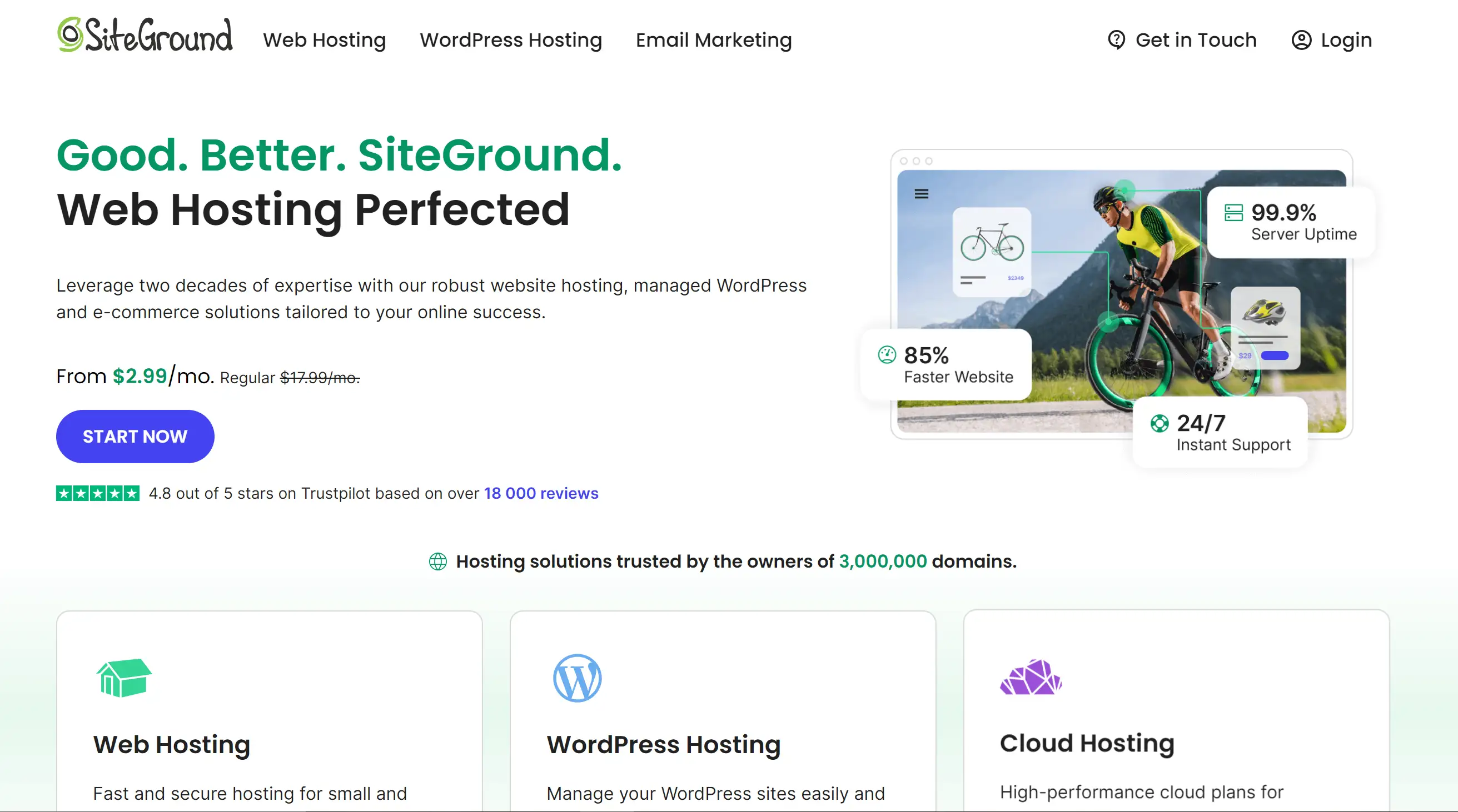 SiteGround's homepage