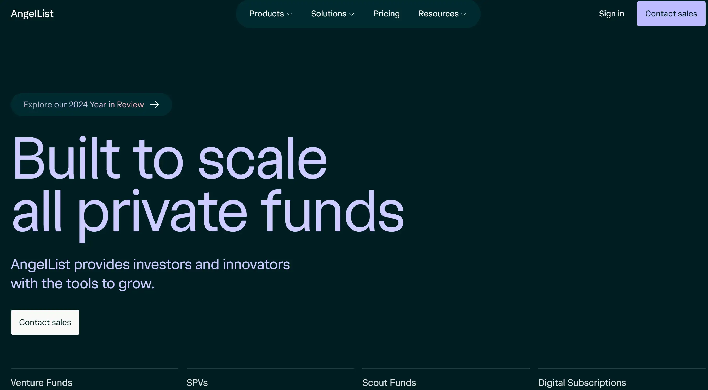 Homepage of AngelList
