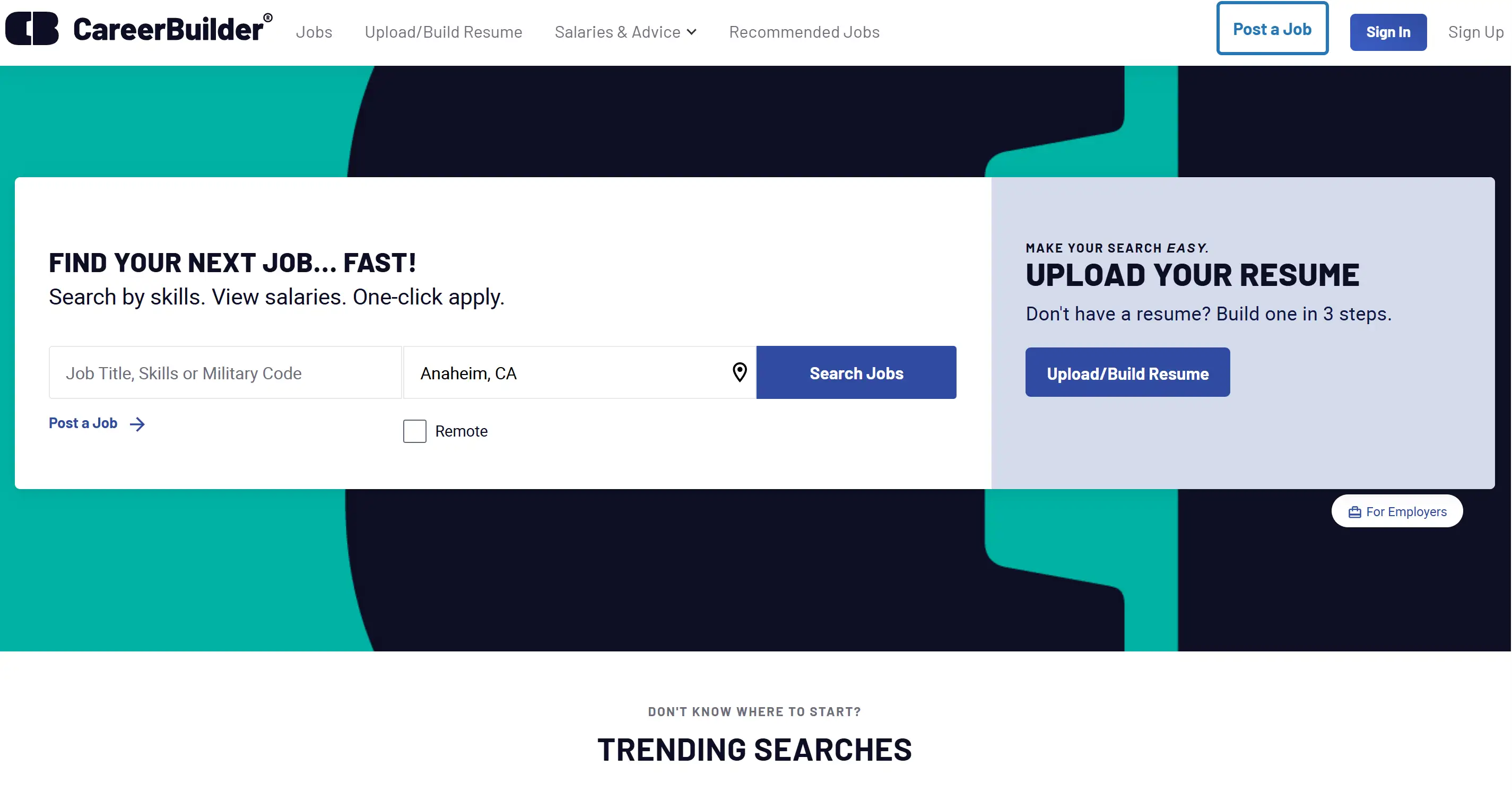 Homepage of CareerBuilder