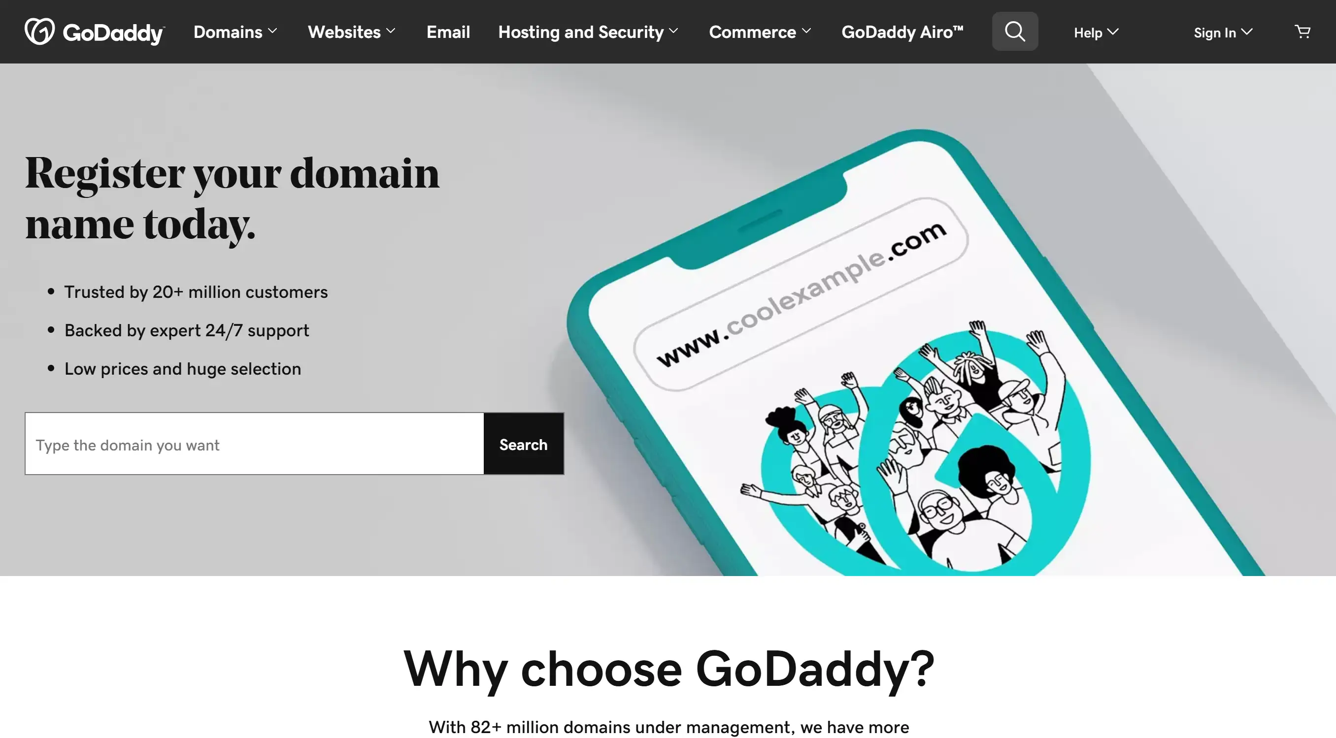 godaddy's homepage