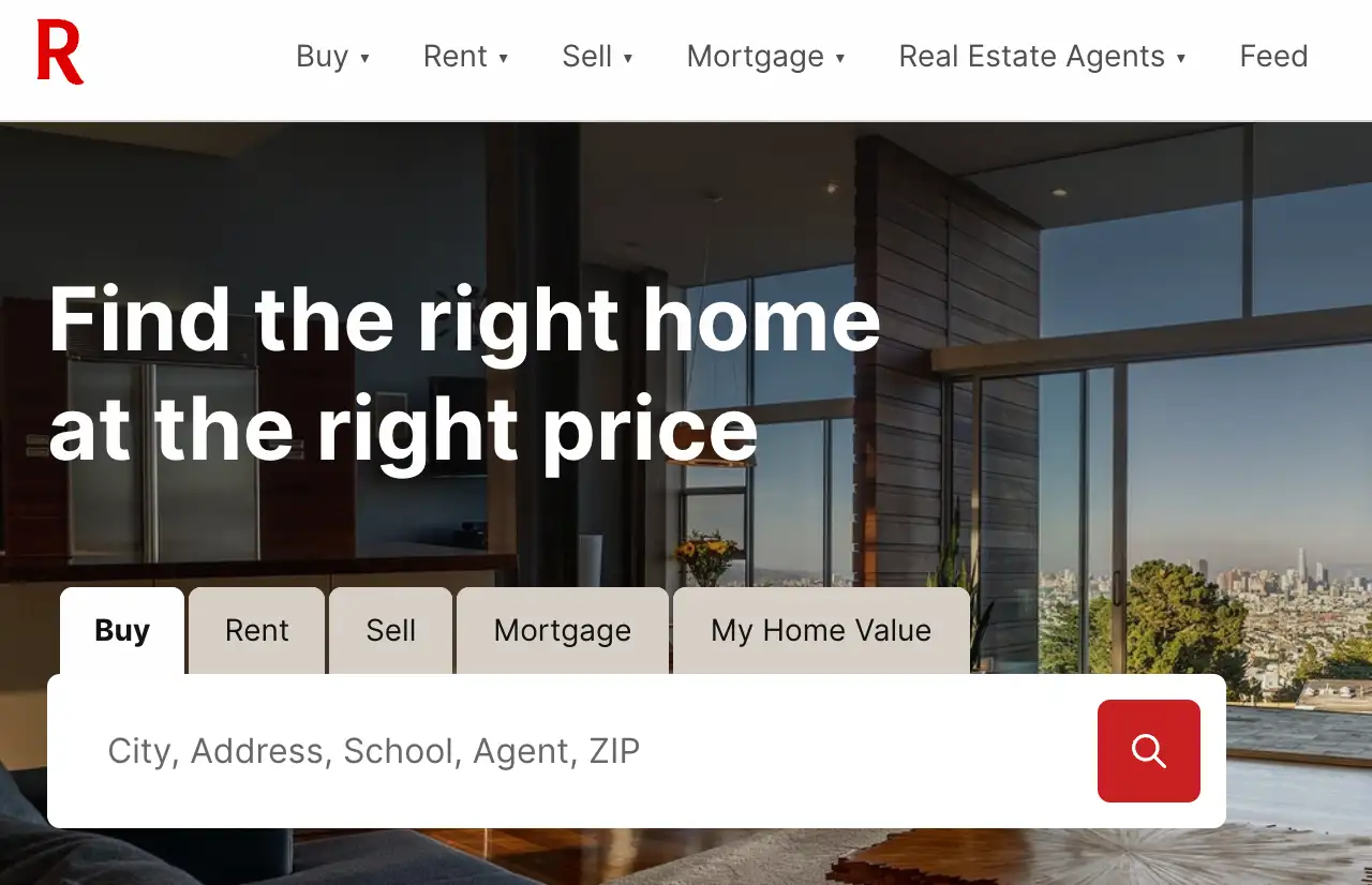 Redfin homepage