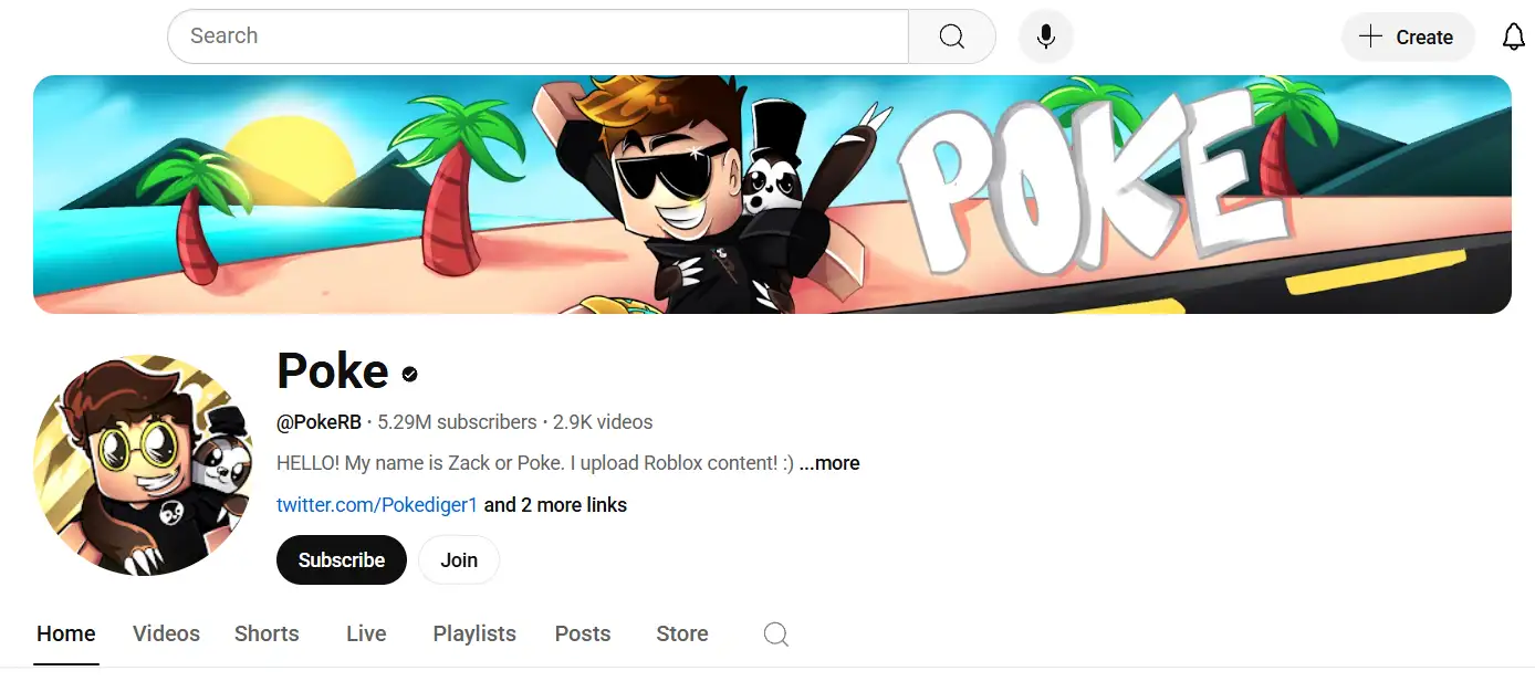 youtube page of poke