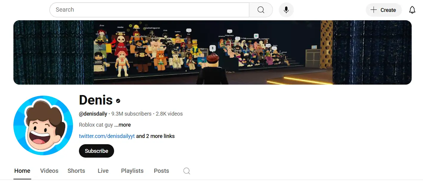 youtube page of denis