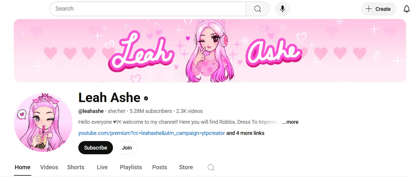 youtube page of leahashe
