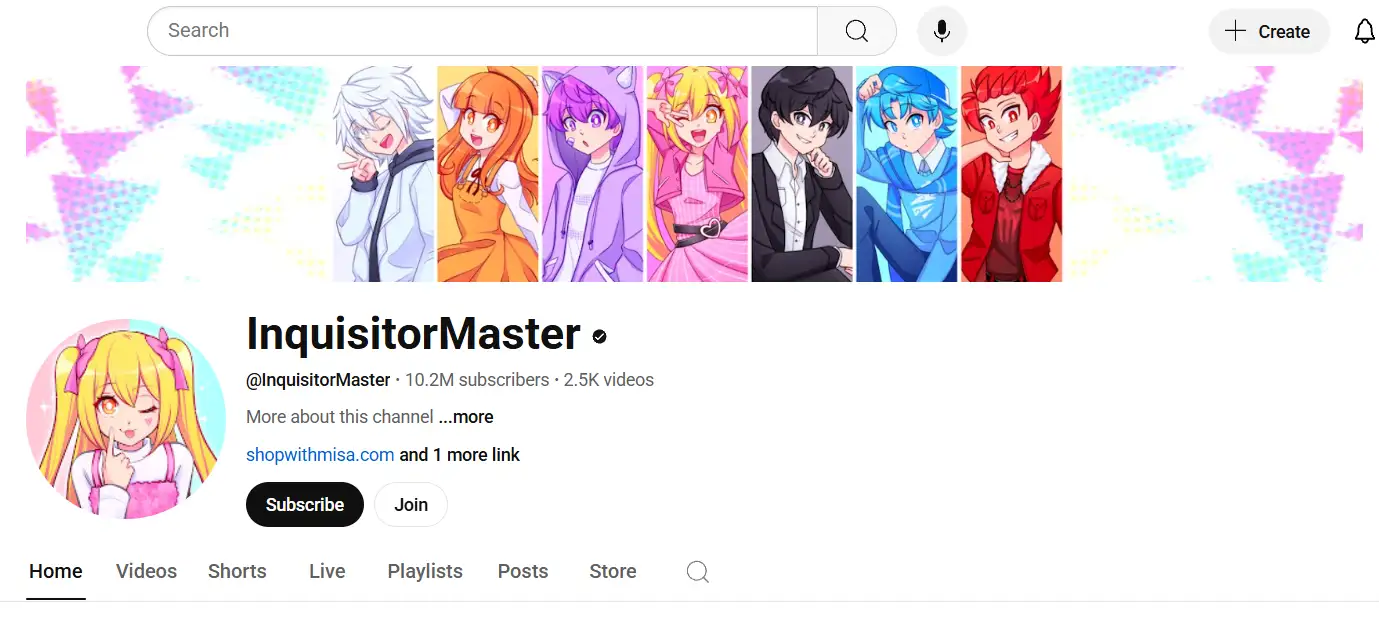 youtube page of inquisitormaster