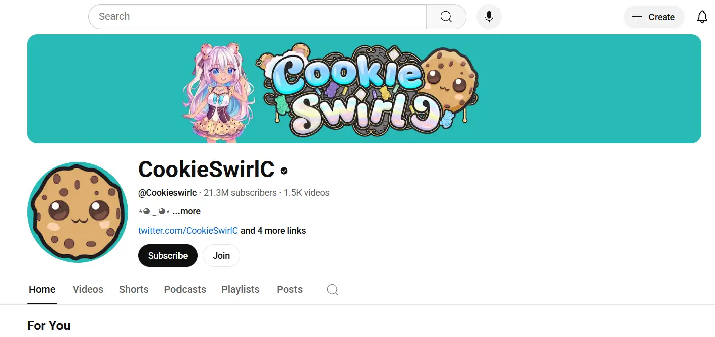 youtube page of cookieswirlc