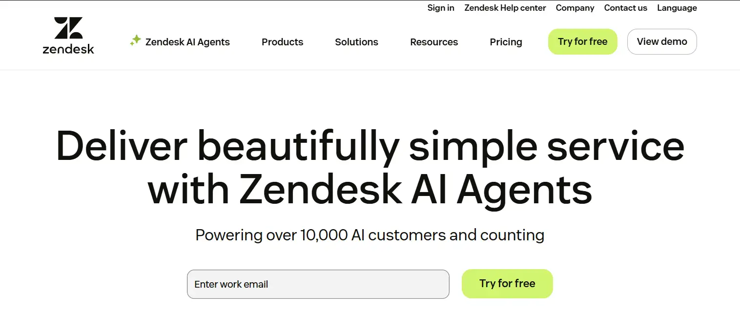 zendesk homepage