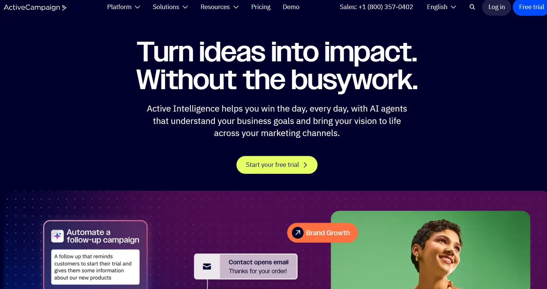 activecampaign homepage