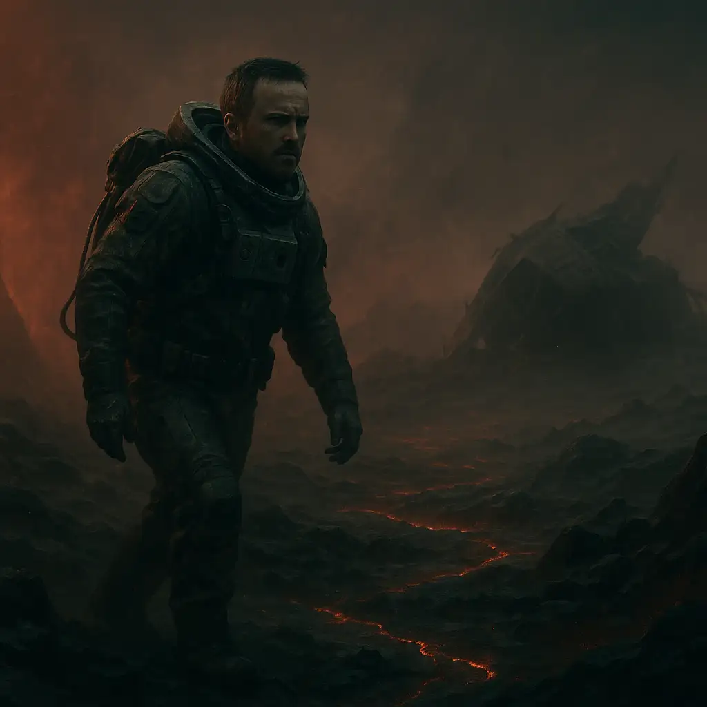 Aaron Paul exploring an alien landscape in Ash
