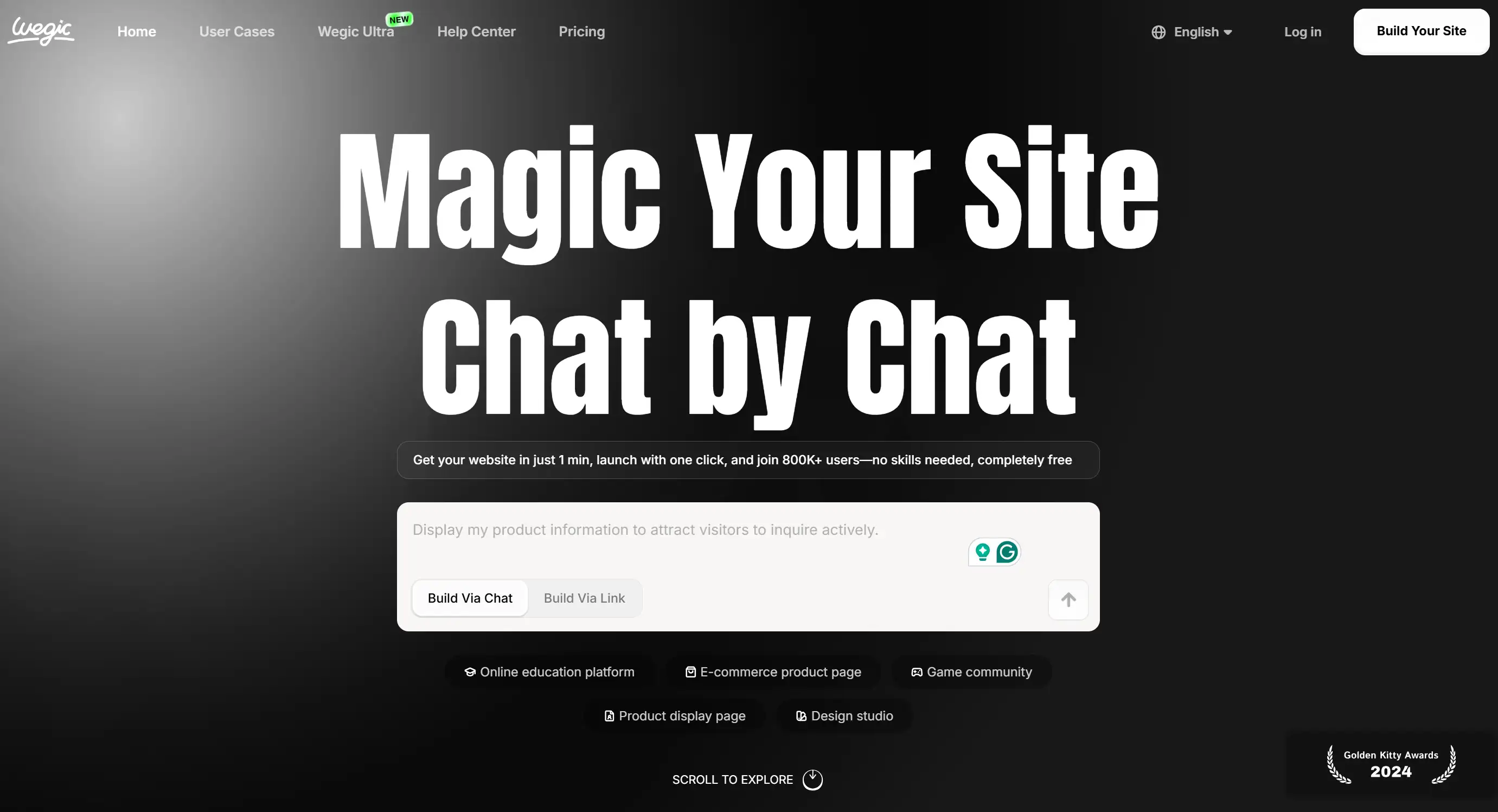 Homepage of AI website builder Wegic Homepage of AI website builder Wegic