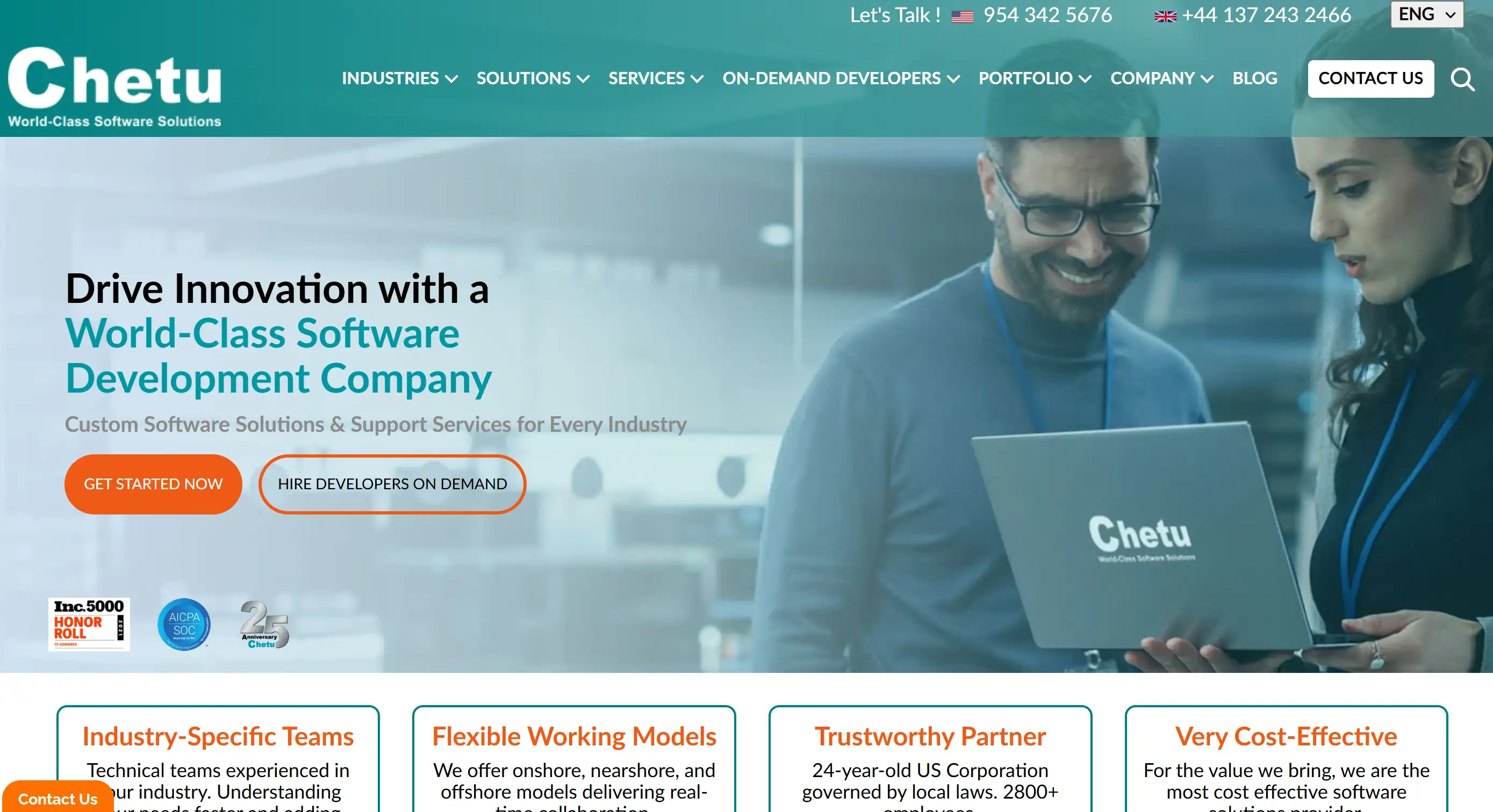 Homepage of Chetu