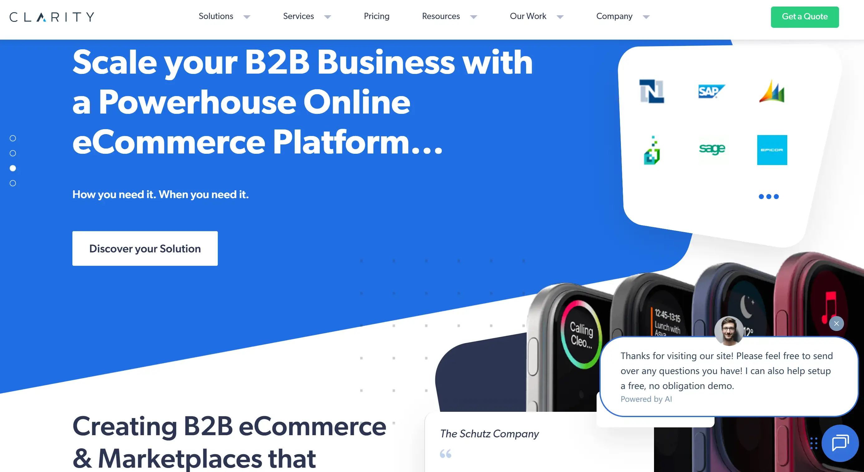 Homepage of Clarity Ventures
