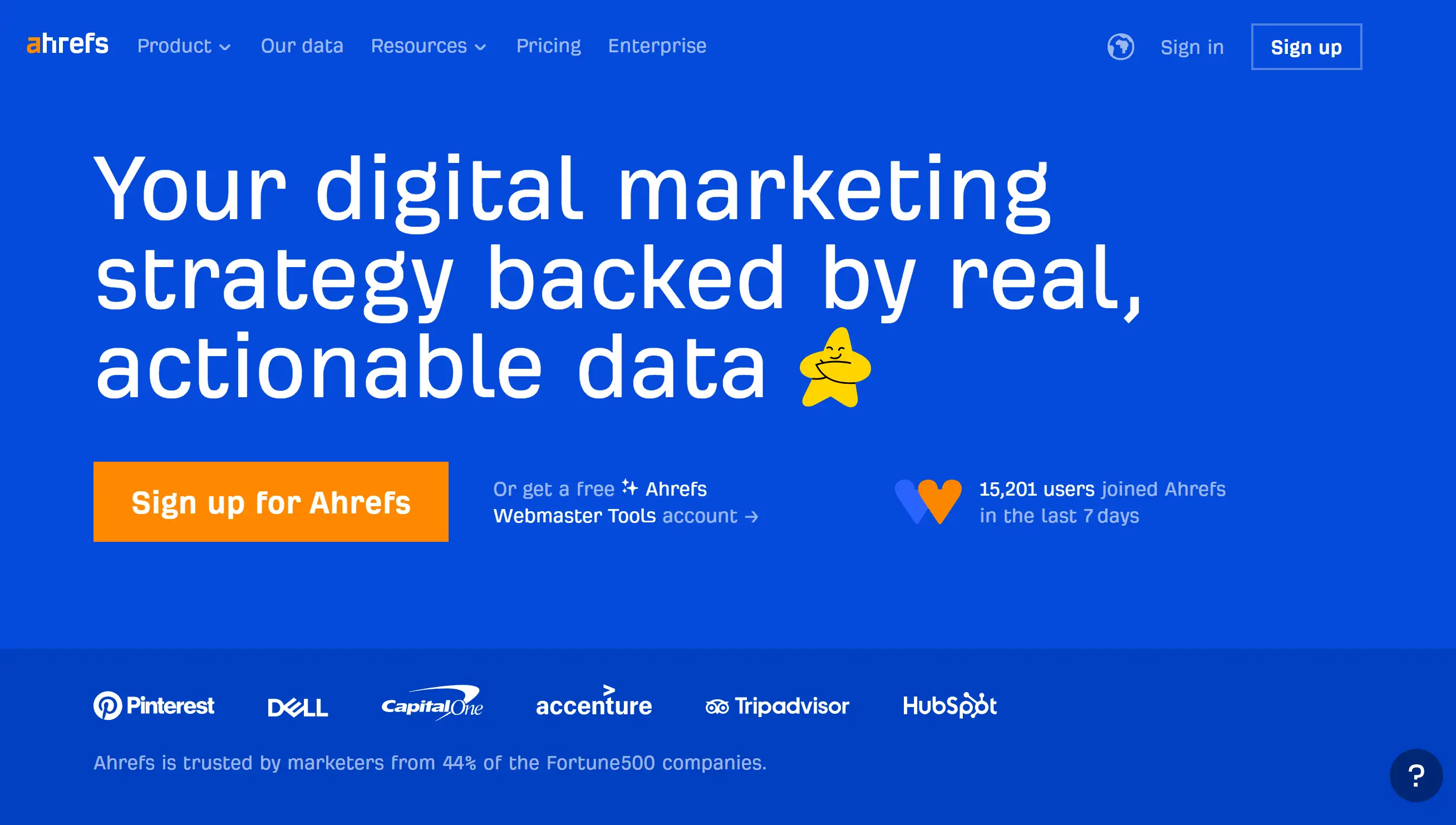 Ahrefs's homepage