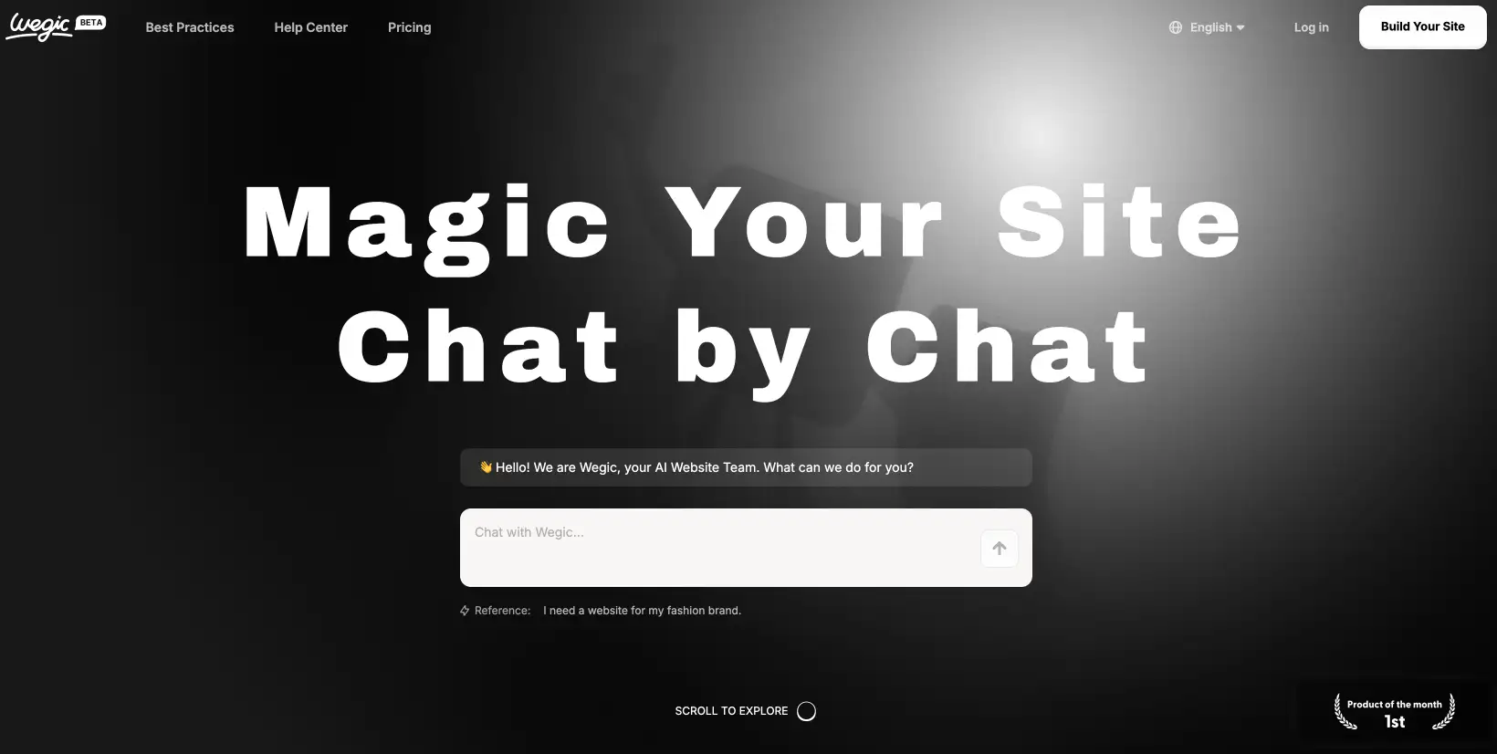start your website chat by chat with wegic