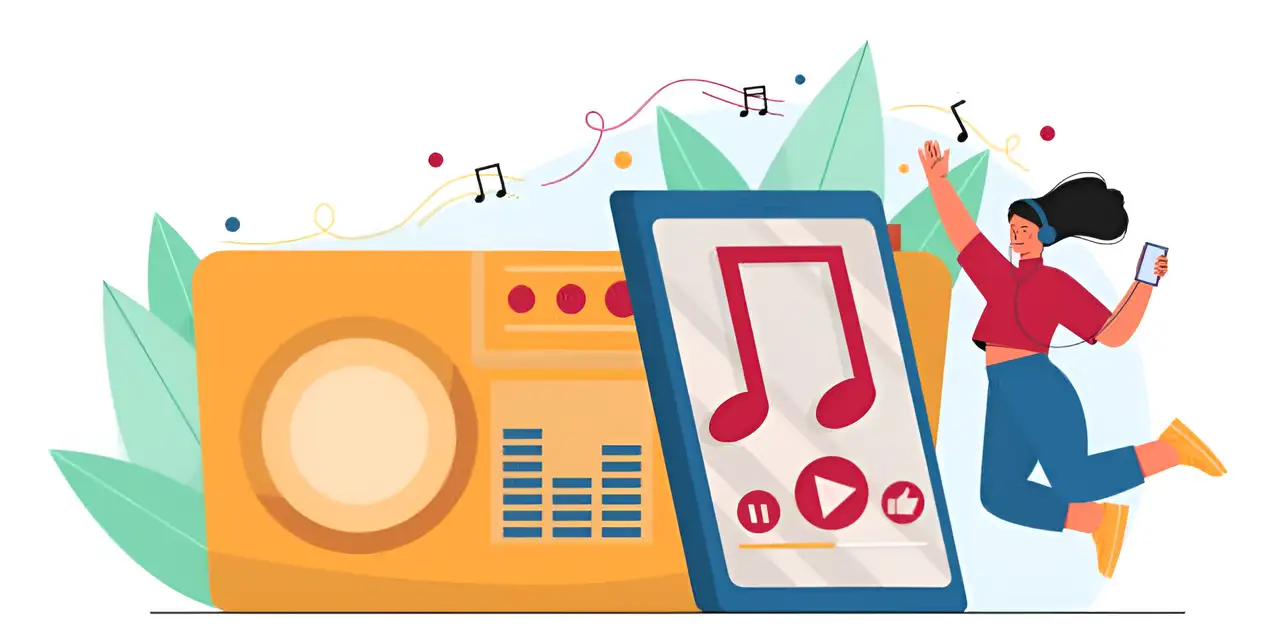 a girl is listening to music happily