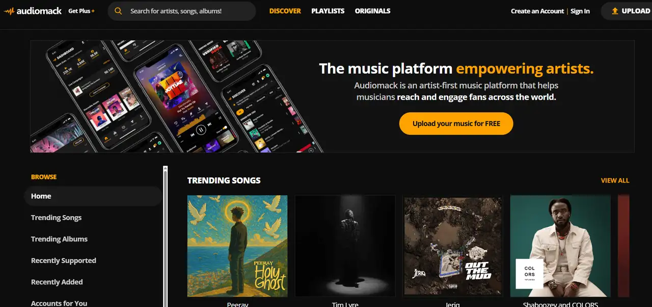a music platform assists undiscovered musicians with finding an audience
