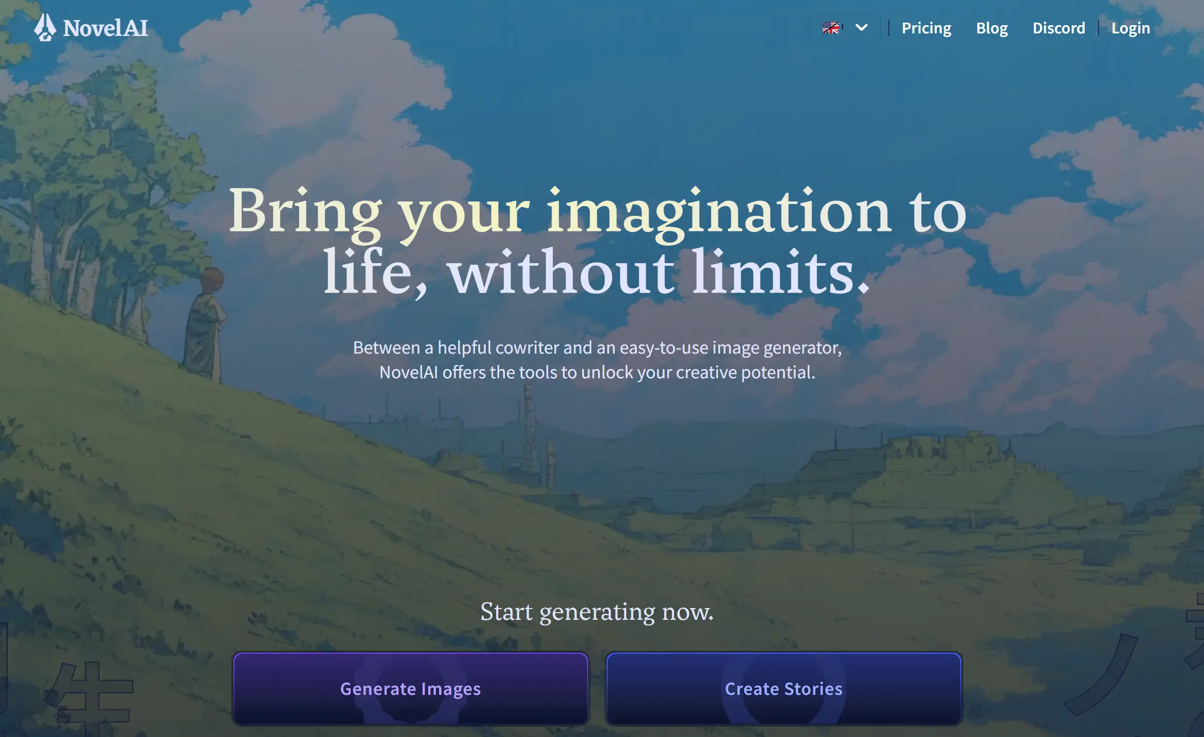 Novel.AI's homepage