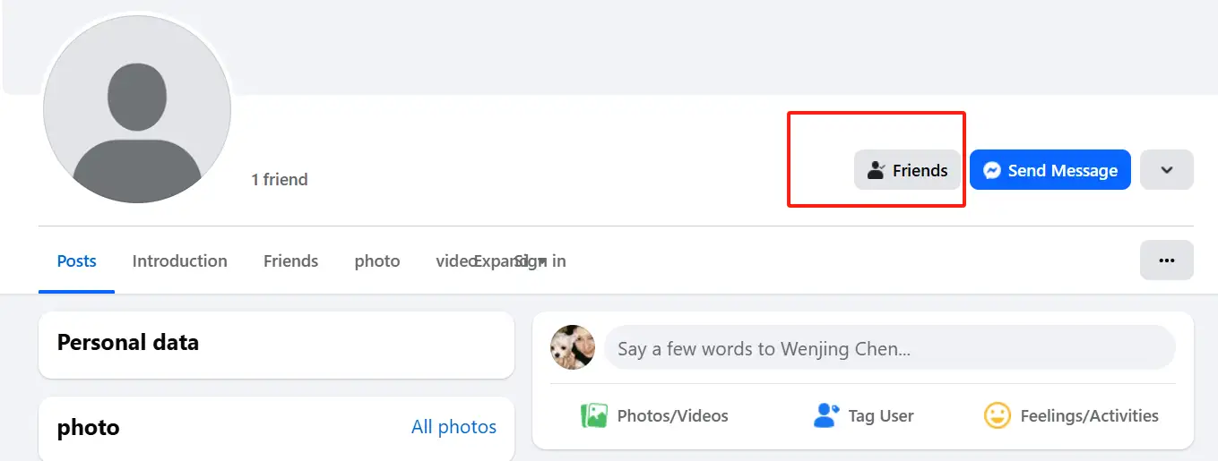 "friends" button on facebook