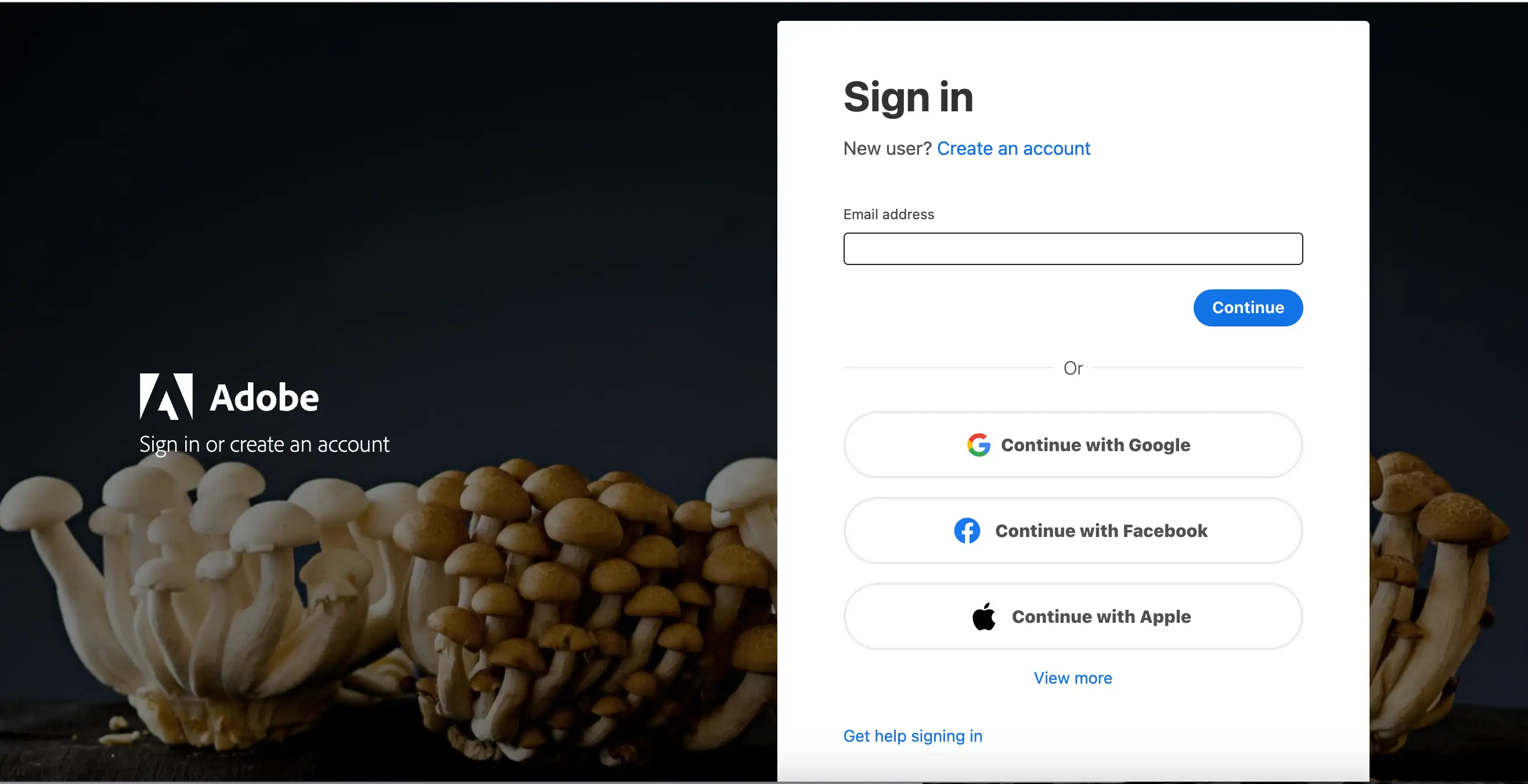 adobe login page