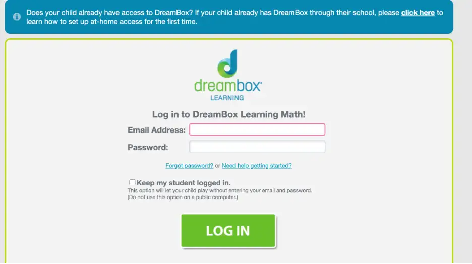 dreambox login page