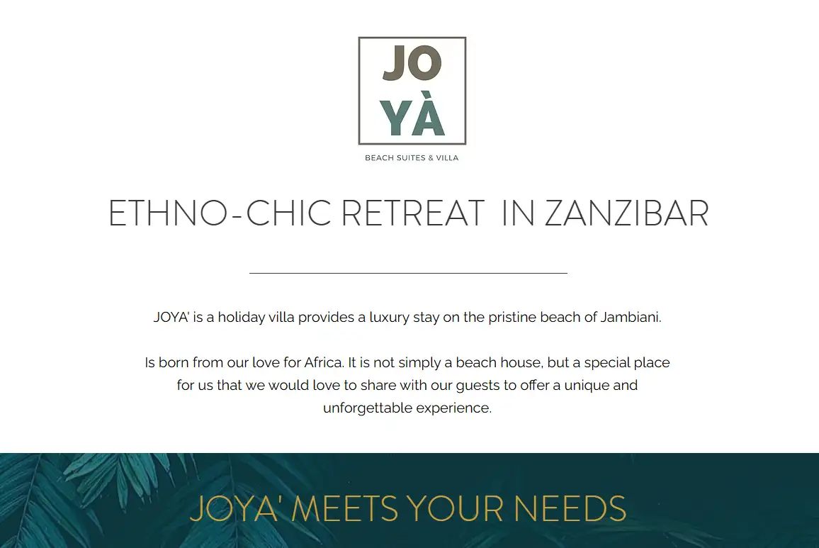 Joyà Zanzibar Beach Suites & Villa