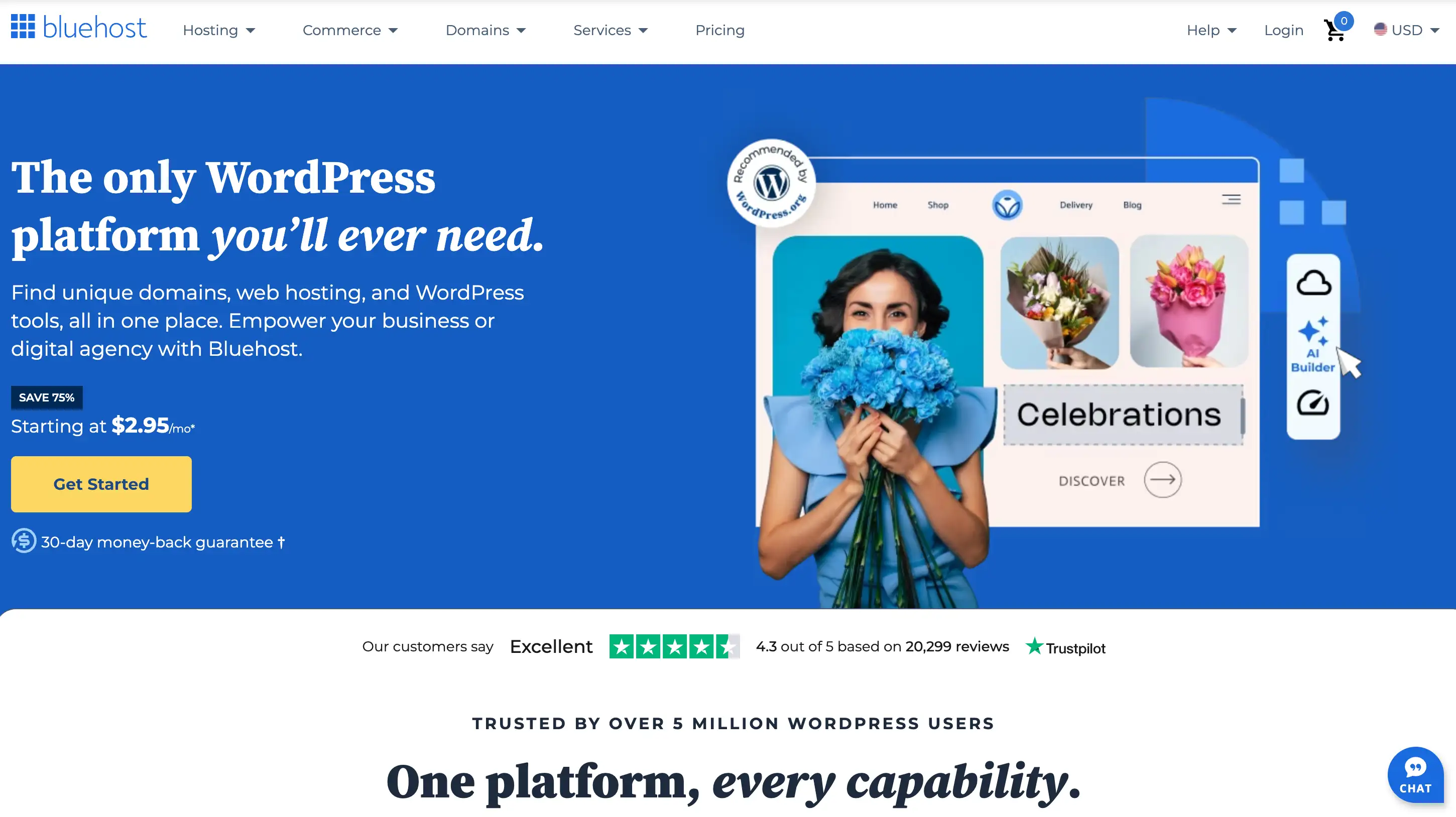 hosting services plans in bluehost