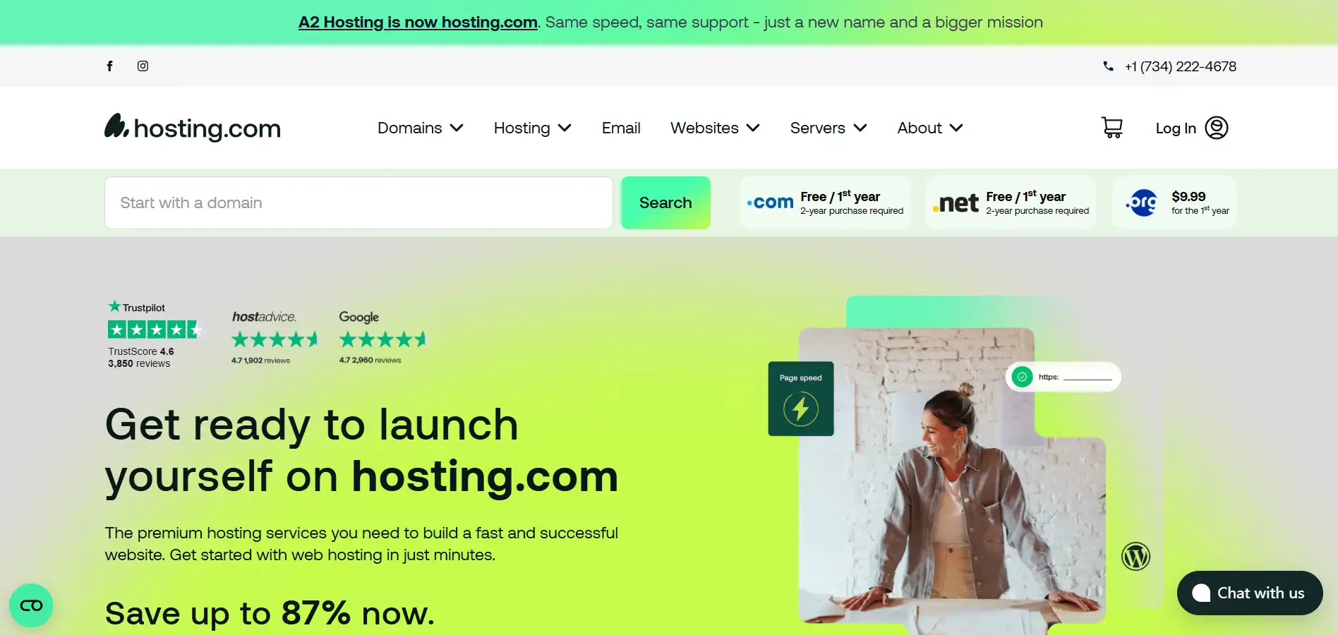 Homepage of hosting.com Homepage of hosting.com