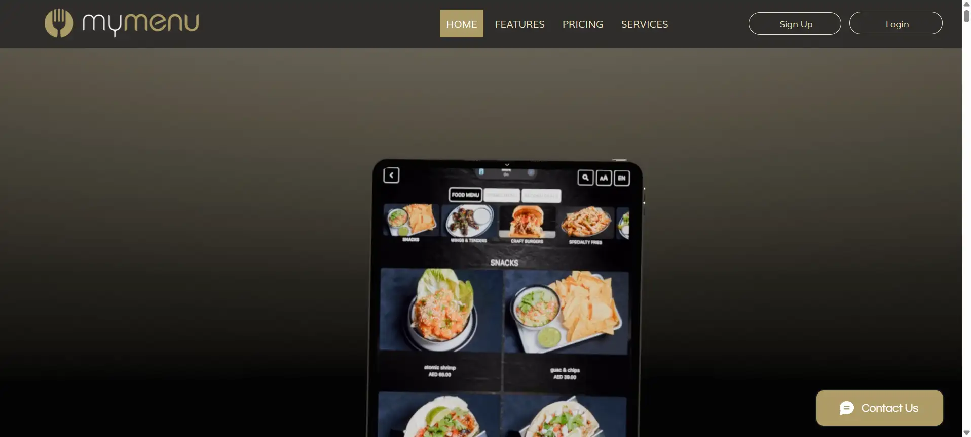 menu web example