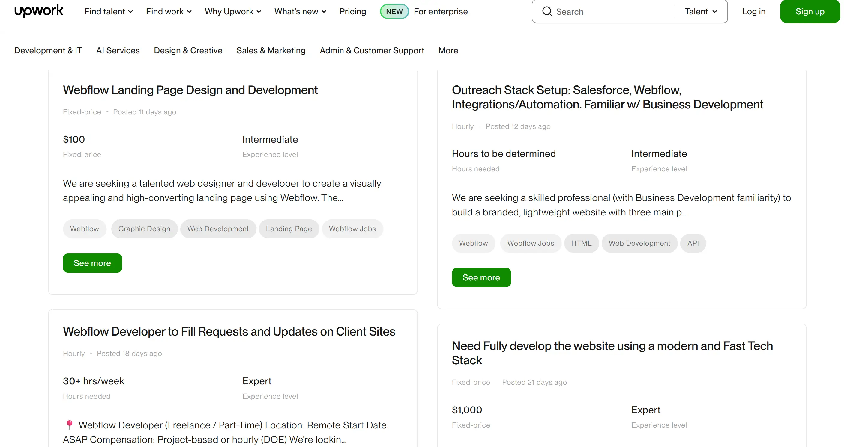 Freelance Webflow design and development posted on Upwork Freelance Webflow design and development posted on Upwork