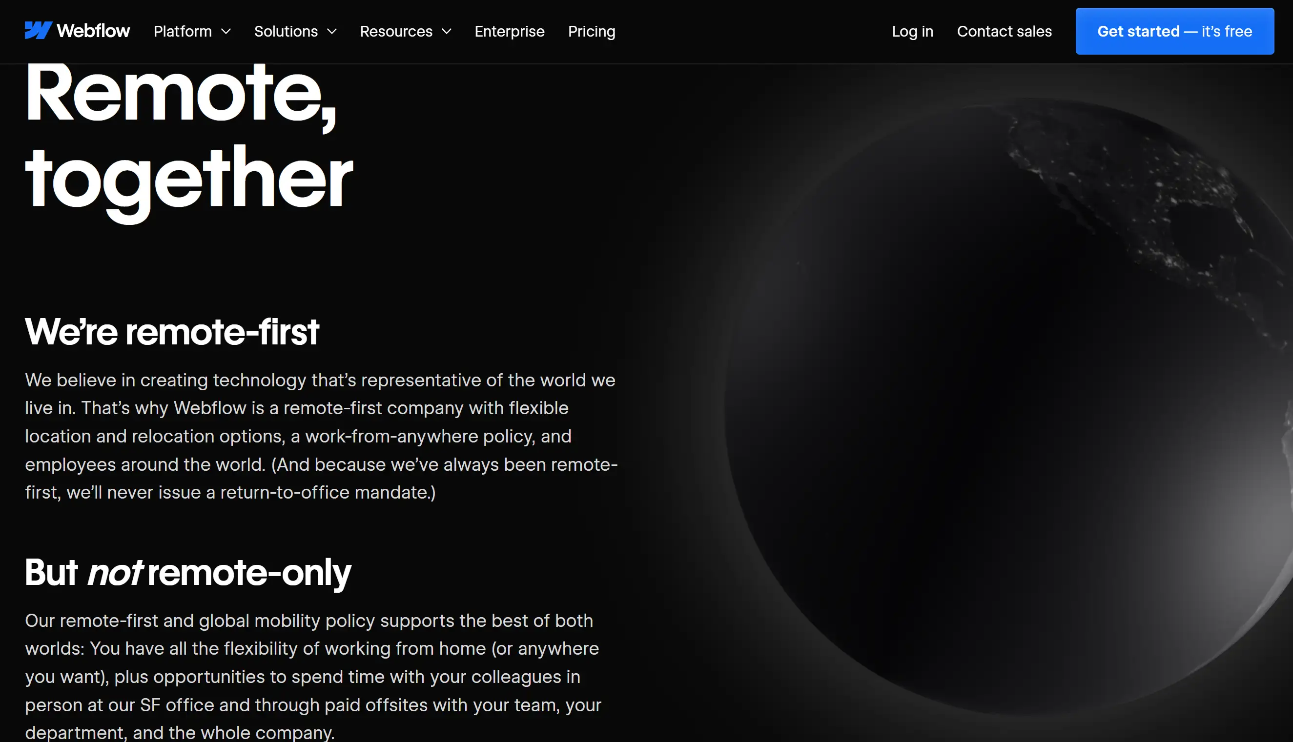 Remote together on the Webflow Career page Remote together on the Webflow Career page