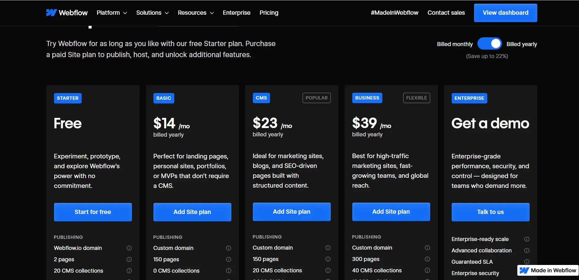 Webflow Pricing Webflow Pricing