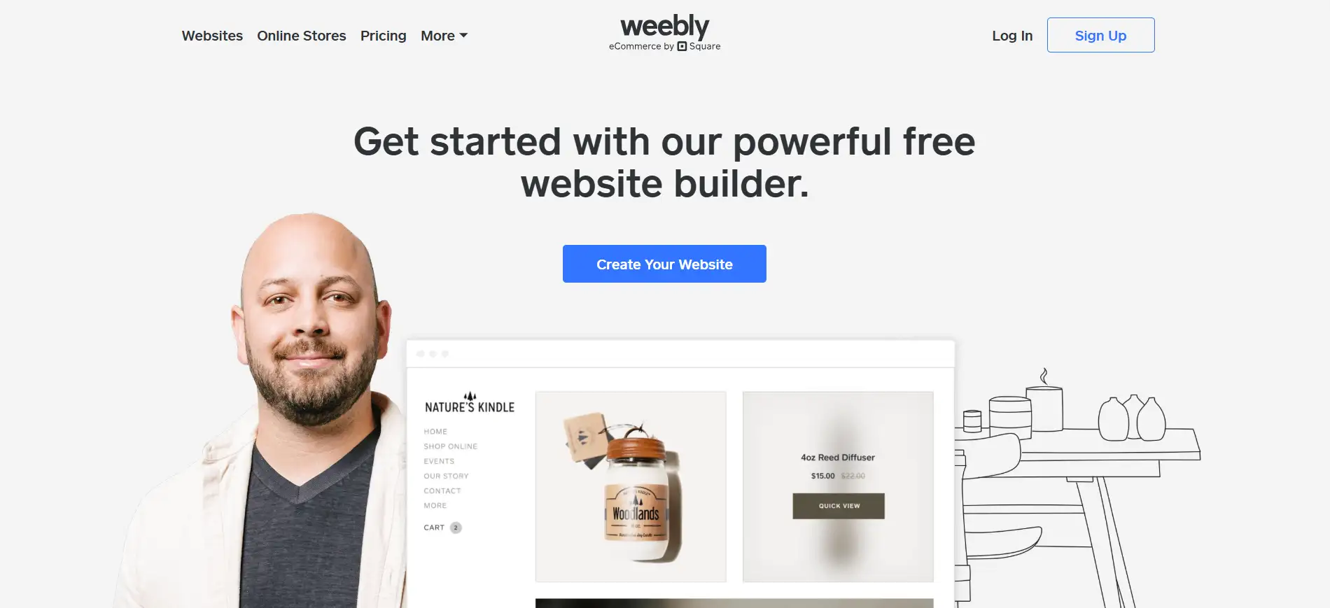 weebly website landing page featuring slogans and ctas