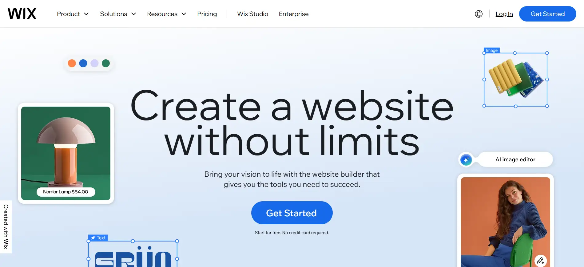 wix slogan of creating a website without limits