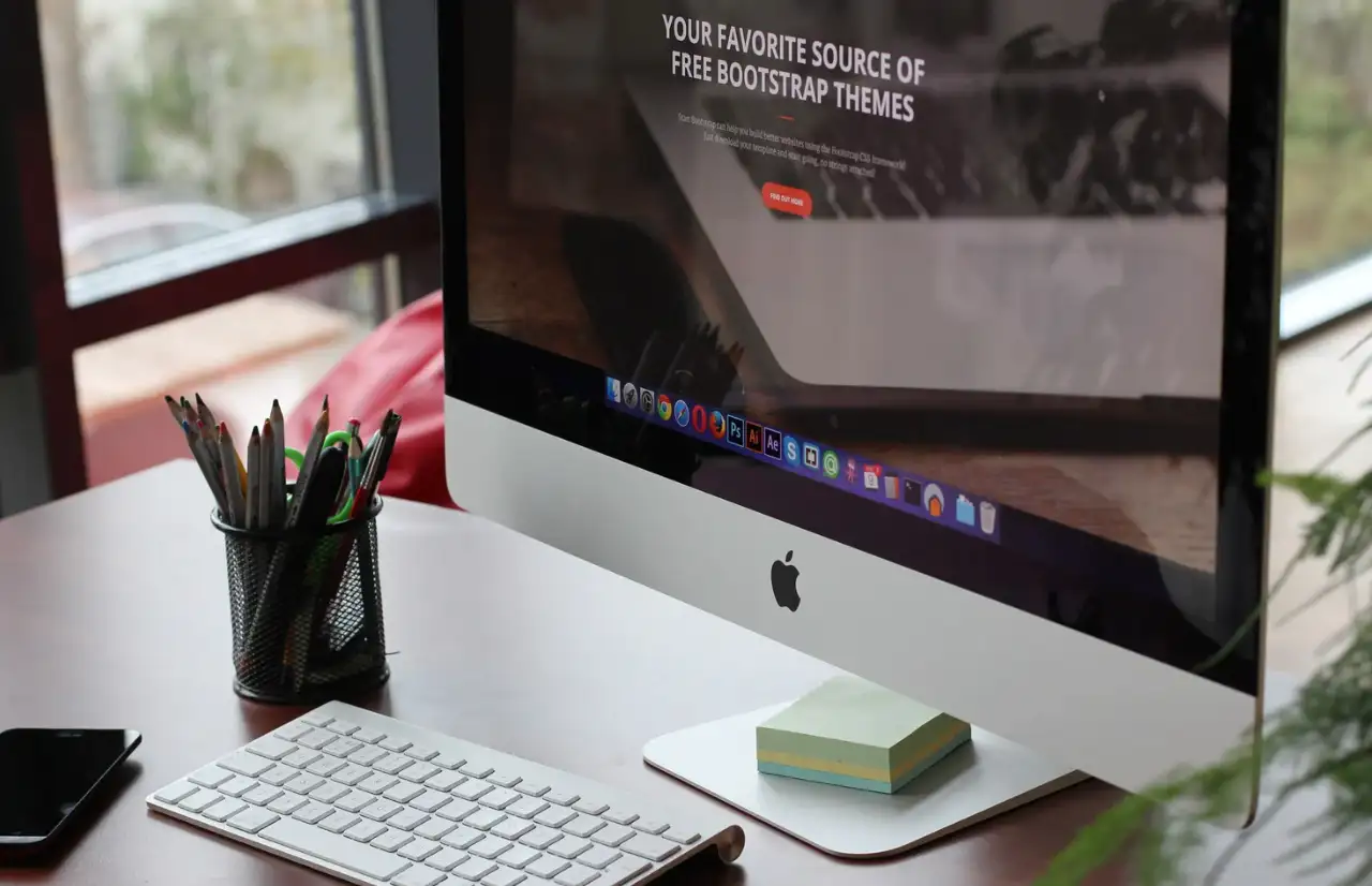 computer and keyboard on a desk