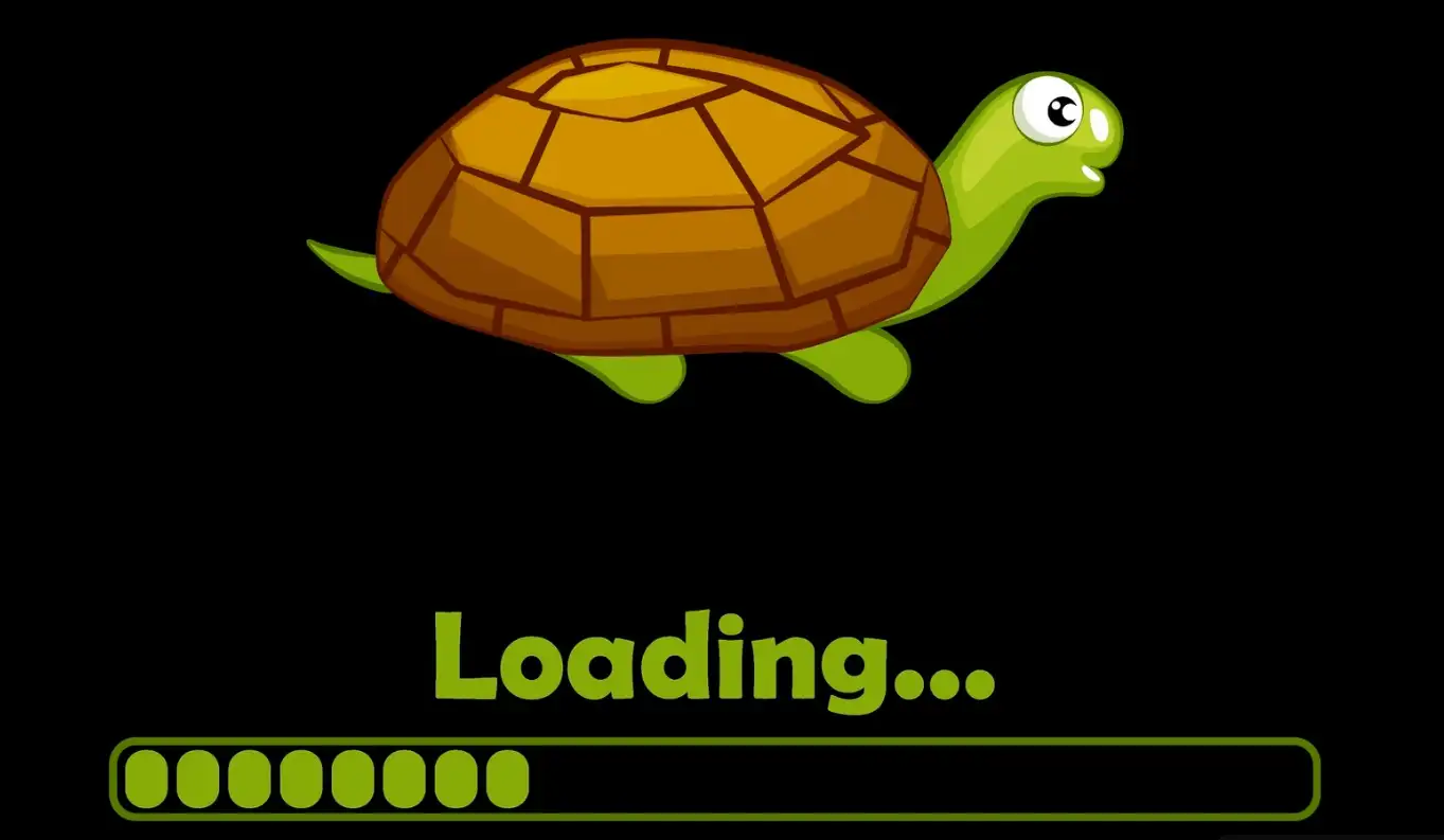 Cartoon turtle and loading icon for interface