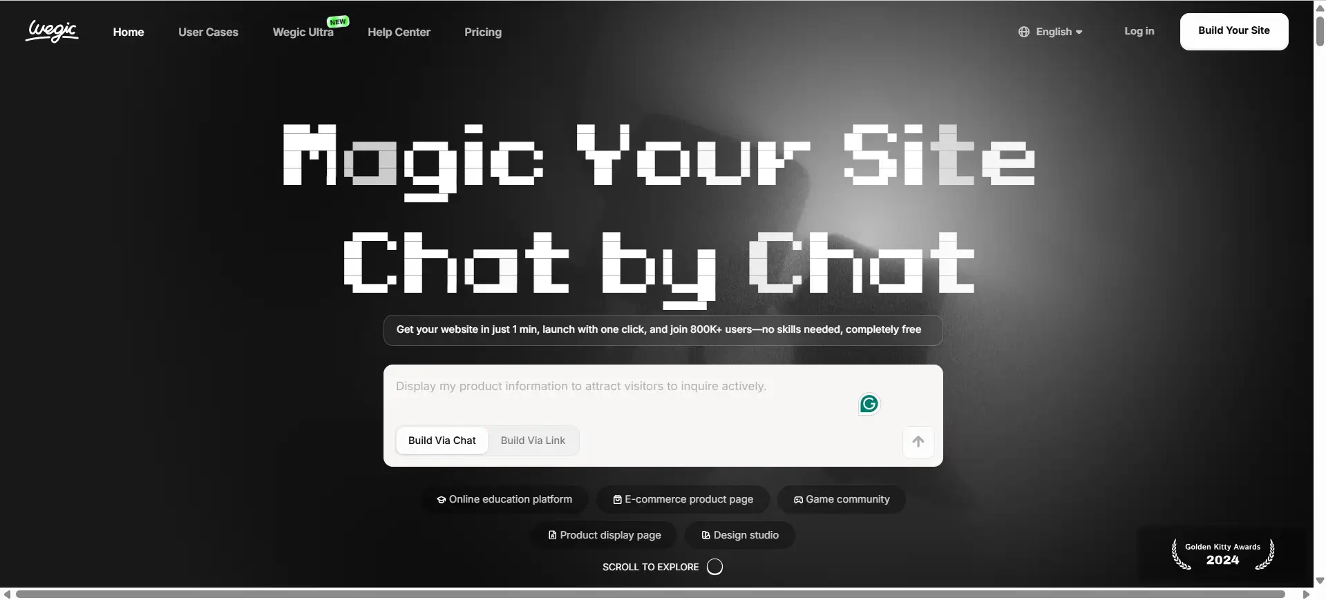 wegic landing page with wegic landing page with