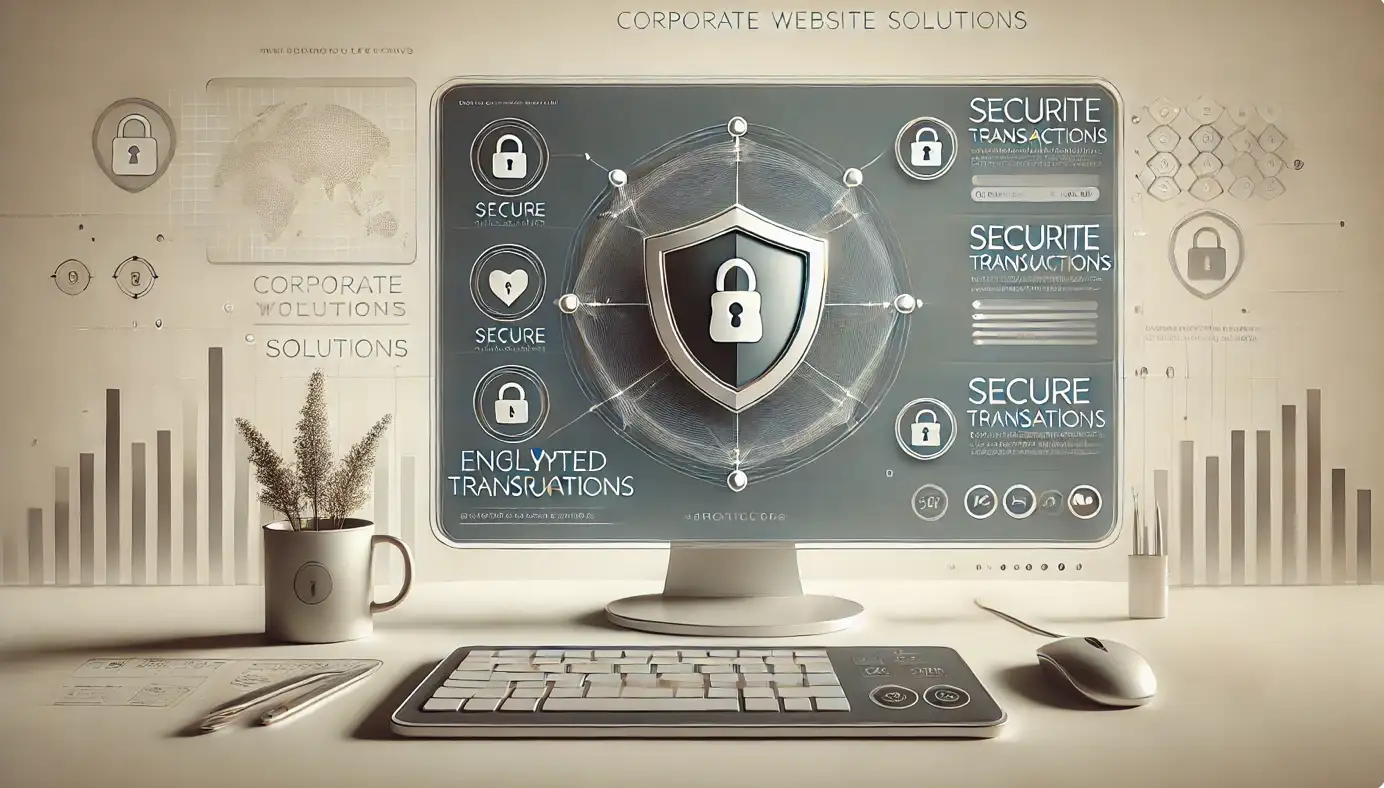 Cybersecurity protection for corporate website solutions, ensuring encrypted transactions and data protection