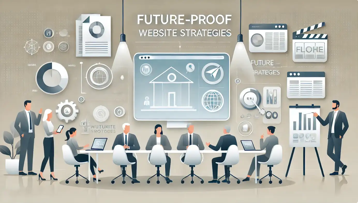 Business owners discussing future-proof website strategies for long-term growth