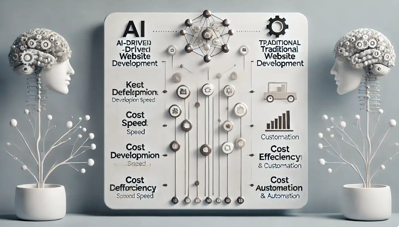 Comparison chart of AI-driven and traditional website development methods