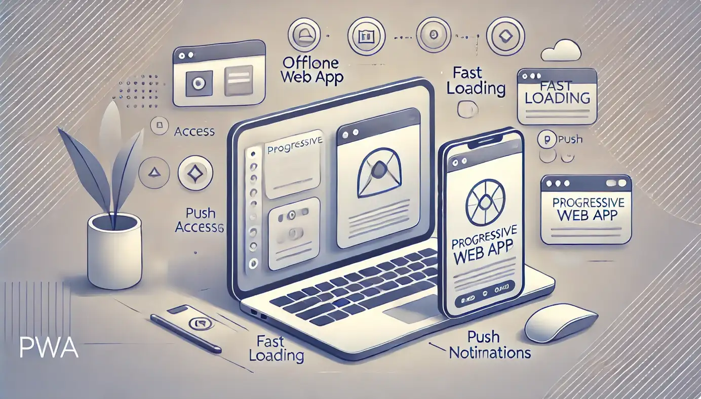 Illustration of Progressive Web App (PWA) functionality enhancing mobile and web experiences