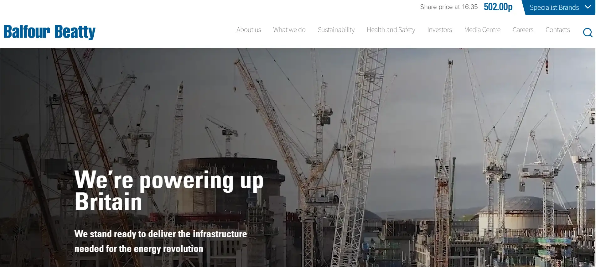 Homepage of Balfour Beatty