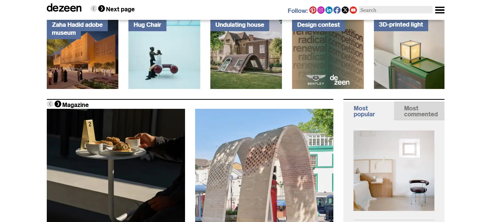 Dezeen's homepage