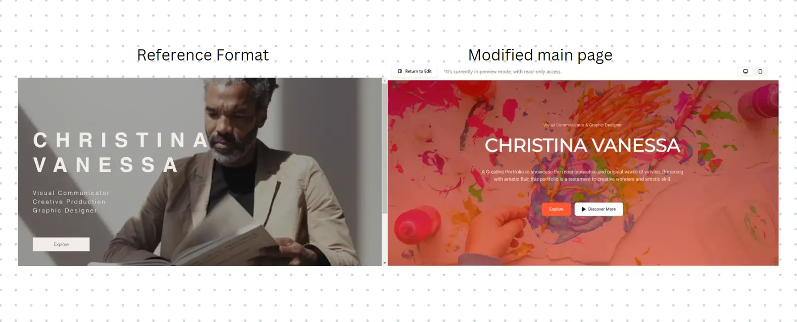 Select any sections for personalization