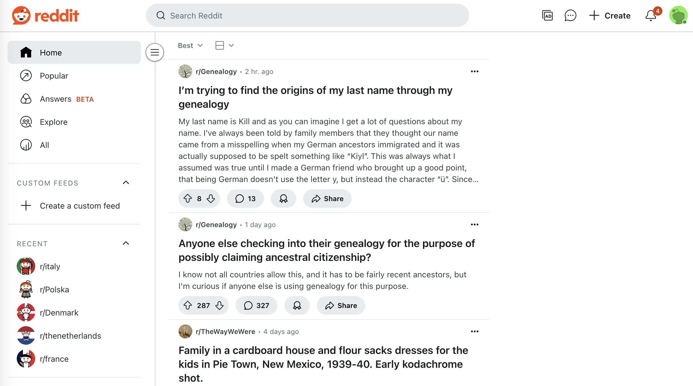 Reddit's homepage Reddit's homepage