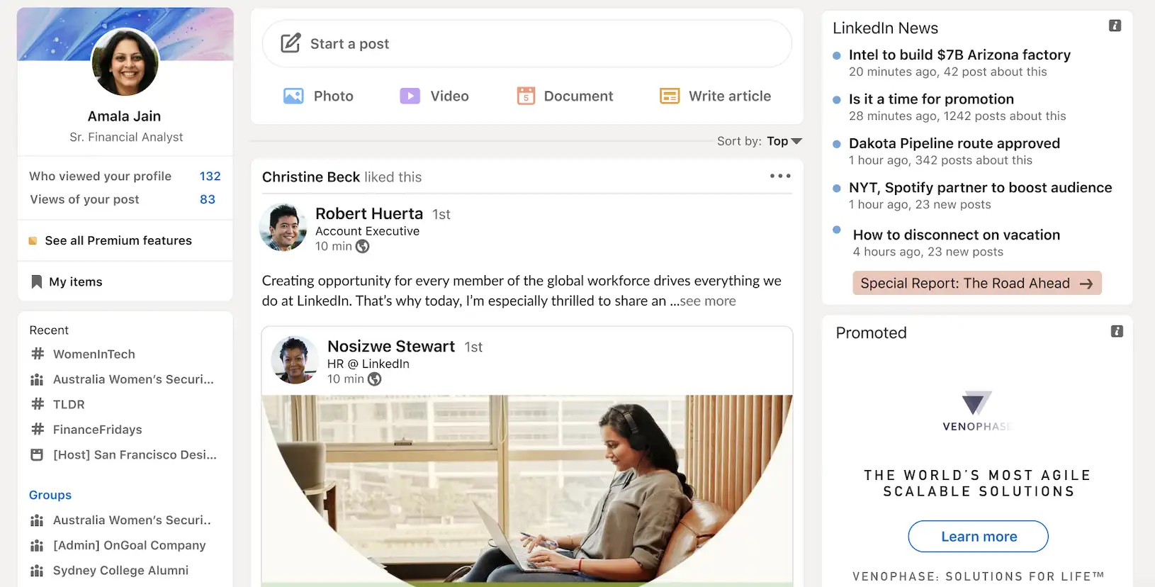 LinkedIn's homepage LinkedIn's homepage
