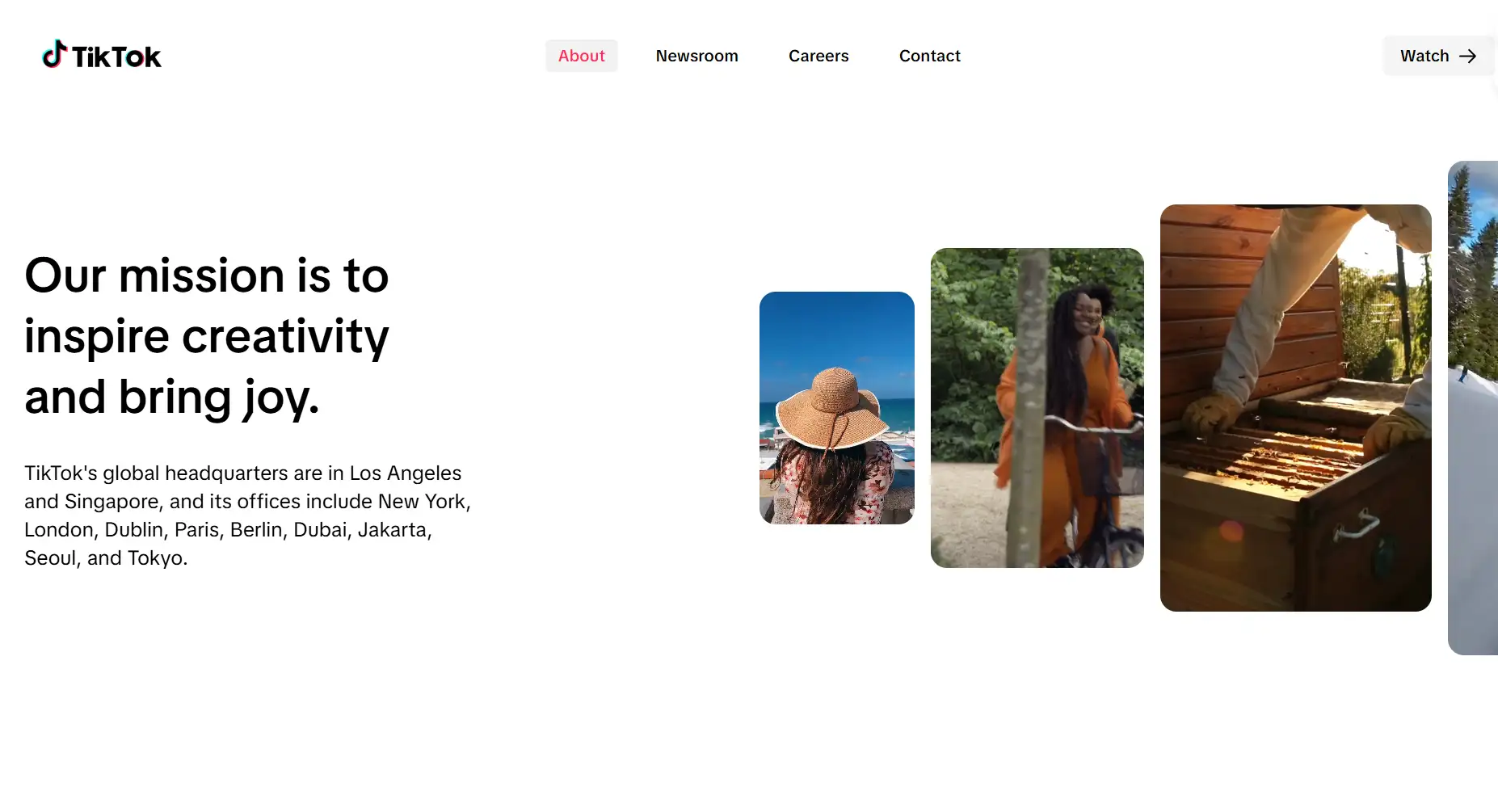 Tiktok's homepage Tiktok's homepage